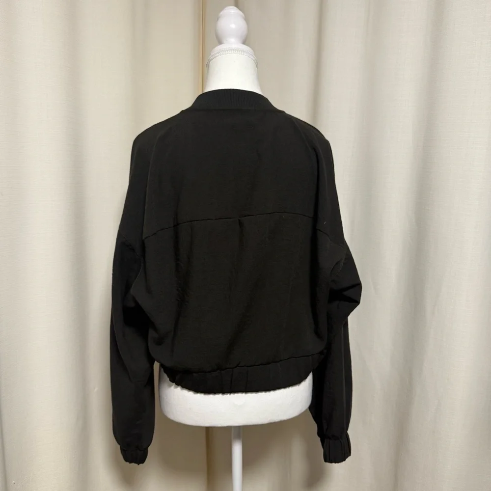 Zara linen-like material cropped bomber Jacket - Picture 3 of 6